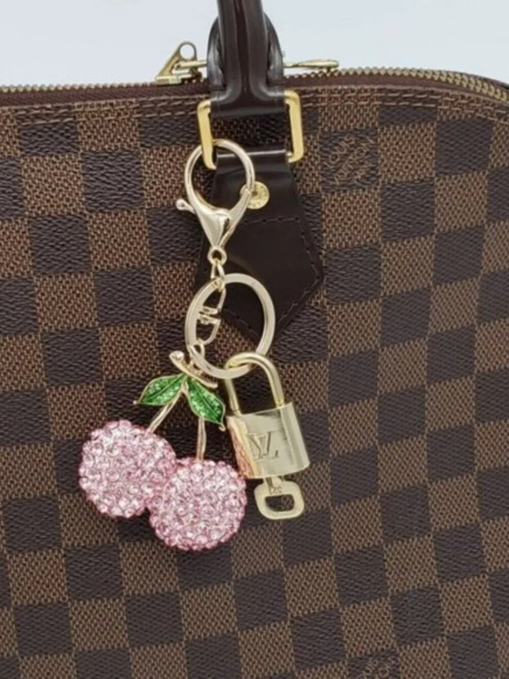 Authentic Louis Vuitton Gold Lock 🔒 Keychain Bag Unbranded Cherry Charm LV